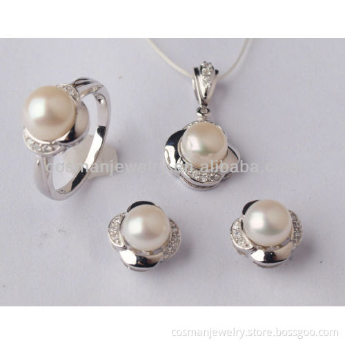 sterling silver fresh water pearl jewelry set